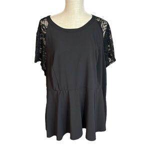 Torrid Short Sleeve Blouse Shirt Black Lace Womens Size 4 4X